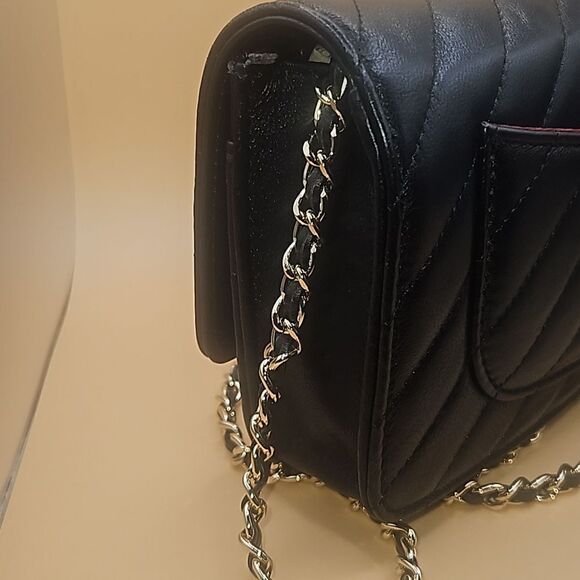 CHANEL Lambskin Chevron Wallet On Chain WOC Black w/ Dust Bag - Picture 8 of 11